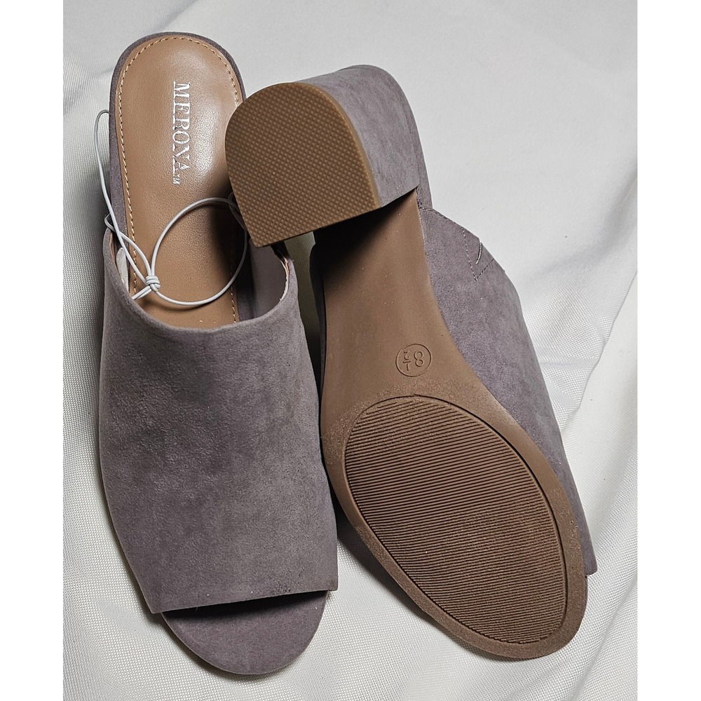 Merona DIDI Gray Suede Block Heel Mule Shoes Women's Size 8.5 New - Picture 12 of 14
